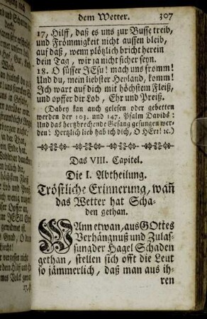 Die I. Abtheilung. Tröstliche Erinnerung, wann das Wetter hat Schaden gethan.