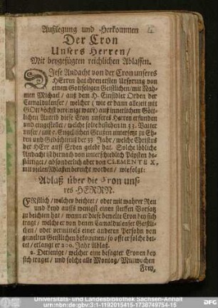 Außlegung und Herkommen Der Cron Unsers Herren, Mit beigefügen reichlichen Ablassen.