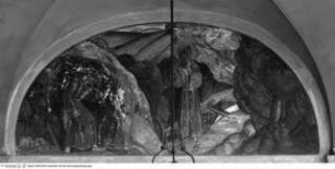 Episoden aus dem Leben des heiligen Franz von Assisi, Lünette 17: Der heilige Franz von Assisi und ein Mitbruder in einer Felsenlandschaft