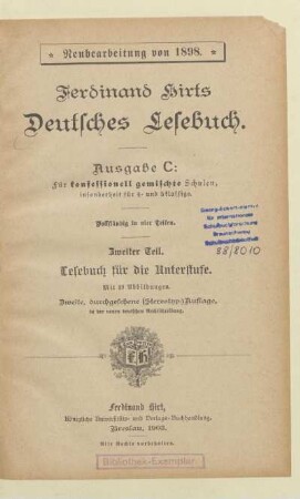 Teil 2, [Schülerband]: Lesebuch für die Unterstufe