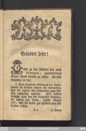 Geliebter Leser!