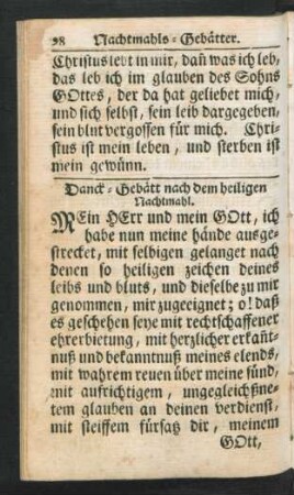 Danck-Gebätt nach dem heiligen Nachtmahl