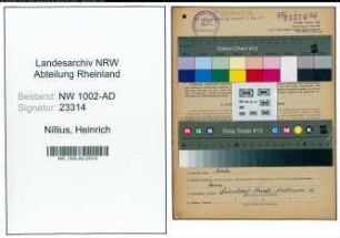 Entnazifizierung Heinrich Nillius, geb. 11.05.1908 (Opernsaenger)