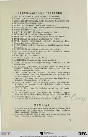 Porzellane und Fayencen (Nr. 1-30)