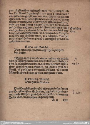 Der XIIII. Artickel. Von Zupus Briuen.