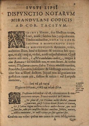 Ivsti Lipsi[i] Dispvnctio Notarvm Mirandvlani Codicis Ad Cor. Tacitvm