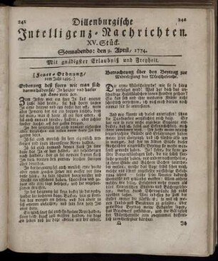 Sonnabends: den 9. April 1774.