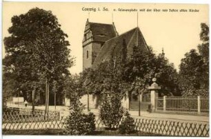 Coswig. von Friesenplatz mit der alten Kirche
