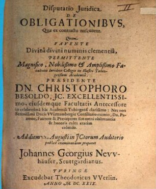 Disp. iur. de obligationibus, quae ex contractu nascuntur