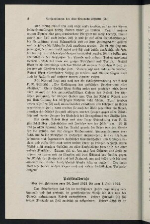 8-11, Präsidialbericht