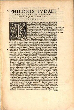 Philonis Ivdaei Alexandrini, Libri Antiqvitatvm. Qvaestionvm Et Solvtionvm In Genesin. De Essaeis. De Nominibvs Hebraicis. De Mvndo