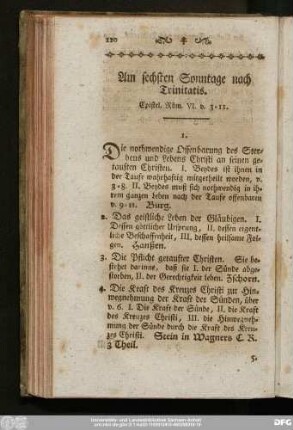 Am sechsten Sonntage nach Trinitatis. Epistel, Röm. VI. v. 3 - 11.