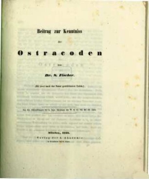 Beitrag zur Kenntniss der Ostracoden