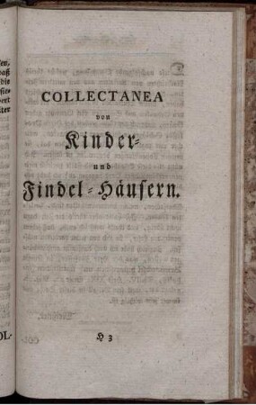 Collectanea von Kinder- und Findel-Häusern.