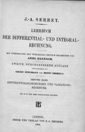 Bd. 3: Lehrbuch der Differential- und Integral-Rechnung. Dritter Band