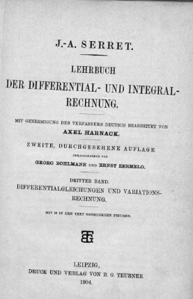 Bd. 3: Lehrbuch der Differential- und Integral-Rechnung. Dritter Band