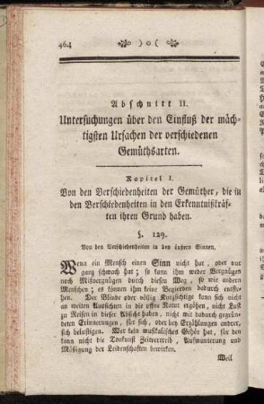 Kapitel I. Von den Verschiedenheiten der Gemüther, die in den Verschiedenheiten in den Erkenntnißkräften ihren Grund haben.