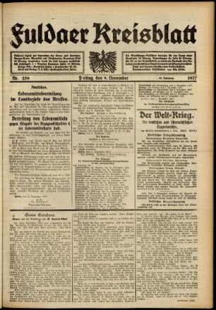Ausgabe vom Freitag, den 09. November 1917.