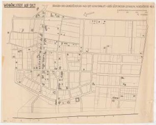 Revision des Bebauungsplans Wenningstedt auf Sylt: Straßen- und Grundstückskarte, Übertragung des Katasterblattes 1:2000