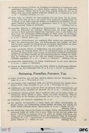 Steinzeug, Porzellan, Fayence, Ton (Nr. 594-617)