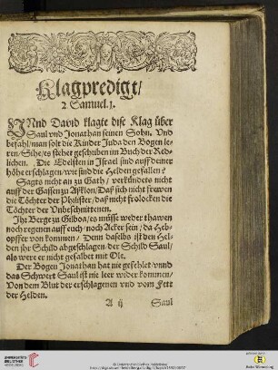 Klagpredigt / 2. Samuel. 1.