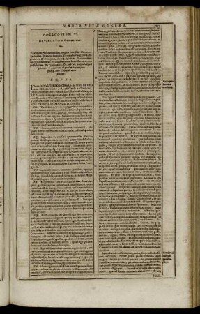 Colloquium VI. De Variis Vitæ Generibus.