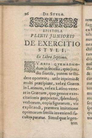 Epistola Plinii Junioris De Exercitio Styli, Ex Libro Septimo.