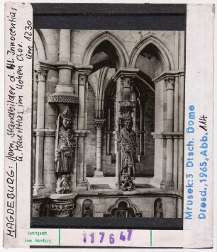 Magdeburg: Dom, Chor, Statuen des Hl. Innocentius und des Hl. Mauritius