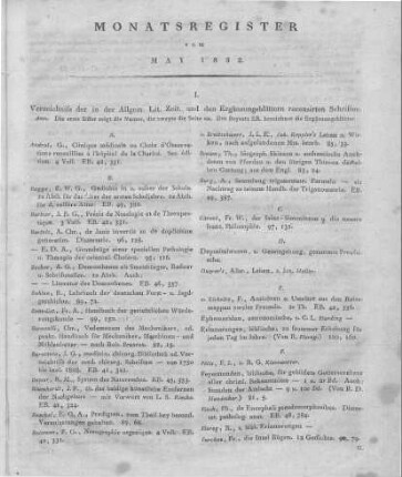 Monatsregister vom May 1832