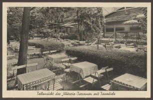 Ansichtskarte „Viktoria-Terrassen mit Tanzdiele“, Kleine Parkstraße 14-15