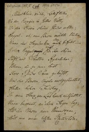 Nr. 5: Himmelklare, kühle, Labefluten (Incipit der Unterlage), Ohne Ort, 1778 - 1785