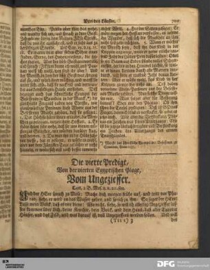 Die vierte Predigt, Von der vierten Egyptischen Plage, Vom Ungezieffer.