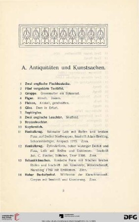 A. Antiquitäten und Kunstsachen (Nr. 1-456)