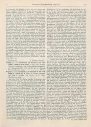 213-215 [Rezension] Lempp, Otto, Das Problem der Theodicee in der Philosophie u. Literatur des 18. Jahrh. bis auf Kant u. Schiller