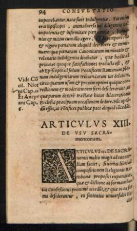 Articulus XIII. De Usu Sacramentorum.