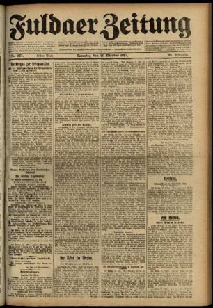 Erste Ausgabe vom Samstag, den 13. Oktober 1917.