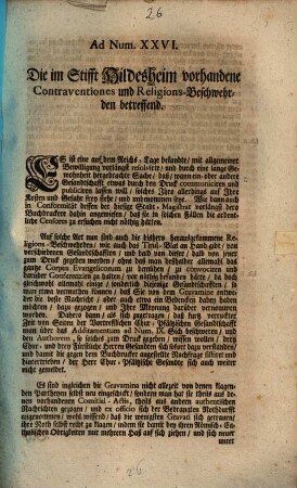 Die im Stifft Hildesheim vorhandenen Contraventiones