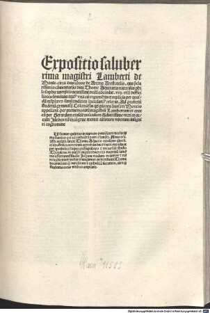 Expositio circa tres libros De anima Aristotelis iuxta doctrinam Thomae Aquinatis cum textu : mit Hinweis auf das Breve Papst Urbans V. zu Thomas und Gedicht auf Thomas 'Ut sol immenso lucentia corpora giro ...'