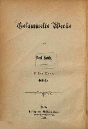 Gesammelte Werke, 1. Gedichte