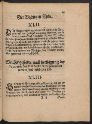 Der Gezeugen Eydt. XLII.