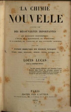 La chimie nouvelle