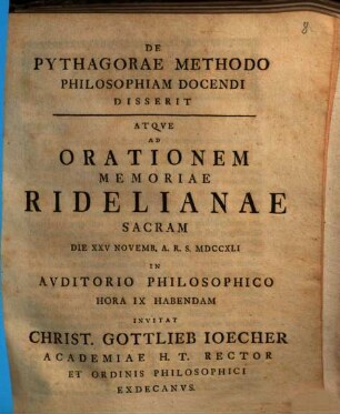 De Pythagorae methodo philosophiam docendi