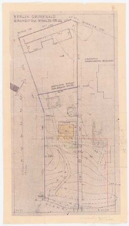 Haus Jansen, Berlin-Grunewald: Bebauungsvorschläge für die Uferparzellen, Lageplan 1:250