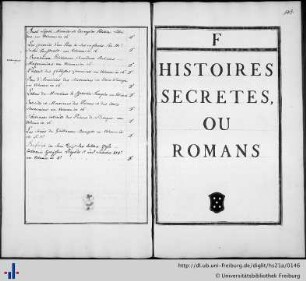 F. Histoires Secretes, ou Romans