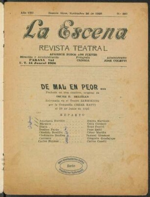 De mal en peor... : pochade en tres cuadros