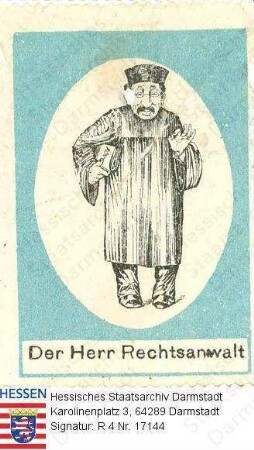 Bevölkerungsgruppen, Juden / Antisemitismus, Karikatur eines jüdischen Rechtsanwalts auf Farbaufkleber (Briefverschlussmarke?)