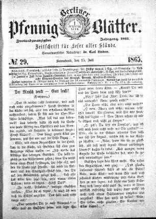 No. 29, Sonnabend, den 15. Juli