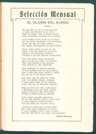 Clarín del bardo : Poema. Selección mensual