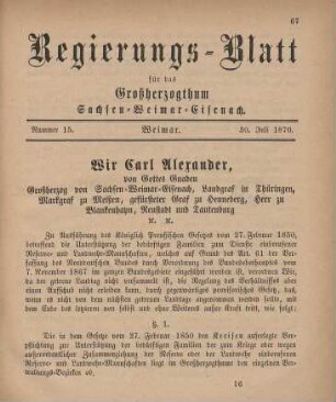 Nr. 15 : 30. Juli 1870