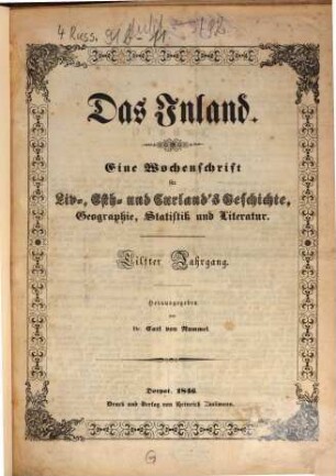 Das Inland : eine Wochenschrift für d. Tagesgeschichte Liv-, Esth- u. Kurlands. 11, 11. 1846